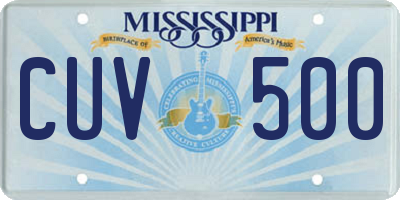 MS license plate CUV500