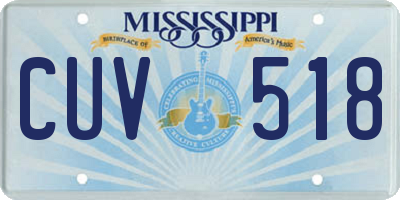 MS license plate CUV518