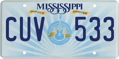 MS license plate CUV533
