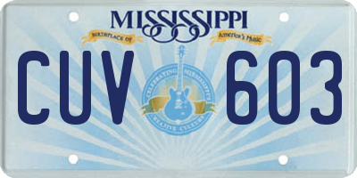 MS license plate CUV603