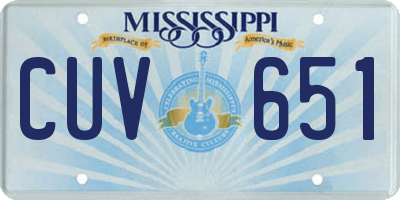 MS license plate CUV651