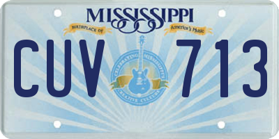 MS license plate CUV713