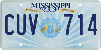 MS license plate CUV714