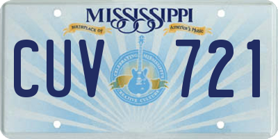 MS license plate CUV721