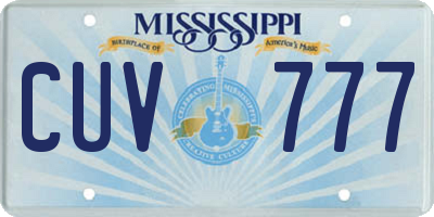 MS license plate CUV777