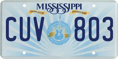 MS license plate CUV803