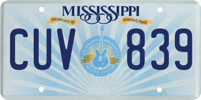 MS license plate CUV839