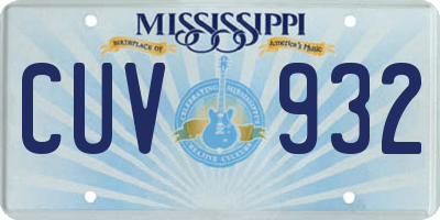 MS license plate CUV932
