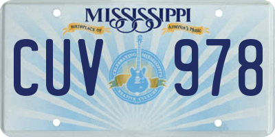 MS license plate CUV978