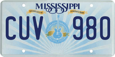 MS license plate CUV980