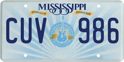MS license plate CUV986
