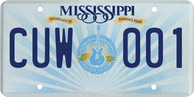 MS license plate CUW001
