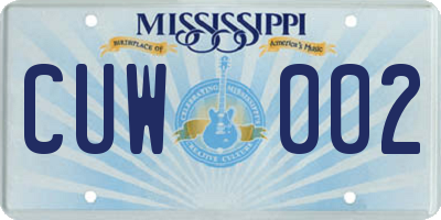 MS license plate CUW002