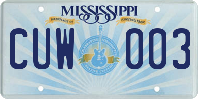 MS license plate CUW003