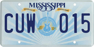 MS license plate CUW015