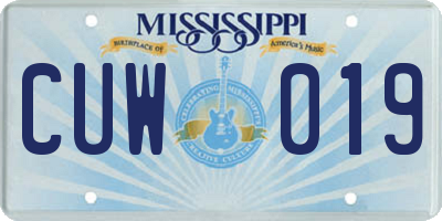 MS license plate CUW019
