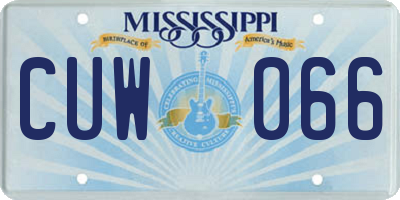 MS license plate CUW066