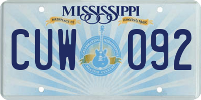 MS license plate CUW092