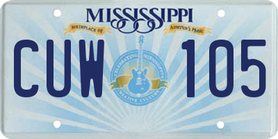 MS license plate CUW105