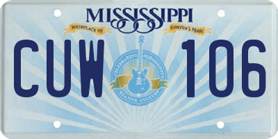 MS license plate CUW106