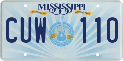 MS license plate CUW110