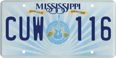 MS license plate CUW116