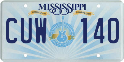 MS license plate CUW140