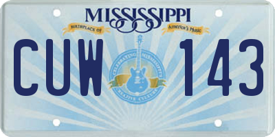 MS license plate CUW143