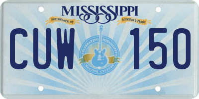 MS license plate CUW150