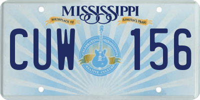 MS license plate CUW156