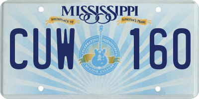 MS license plate CUW160