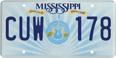 MS license plate CUW178