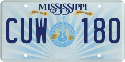 MS license plate CUW180