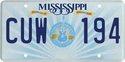 MS license plate CUW194