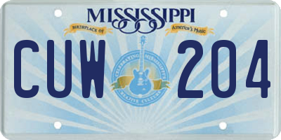 MS license plate CUW204