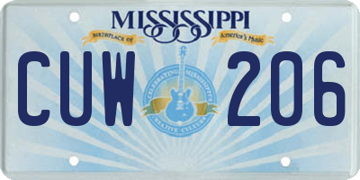 MS license plate CUW206