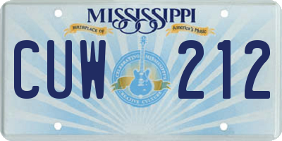 MS license plate CUW212