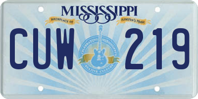 MS license plate CUW219