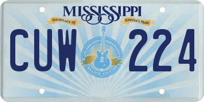 MS license plate CUW224