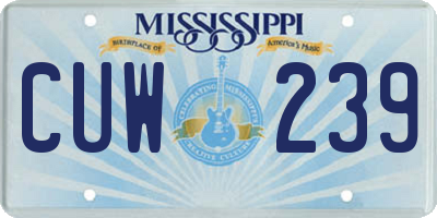 MS license plate CUW239