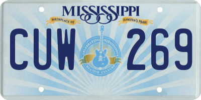 MS license plate CUW269