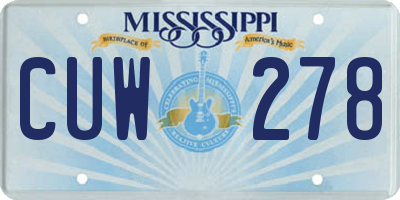 MS license plate CUW278
