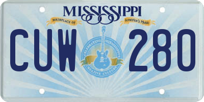 MS license plate CUW280