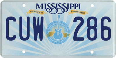 MS license plate CUW286