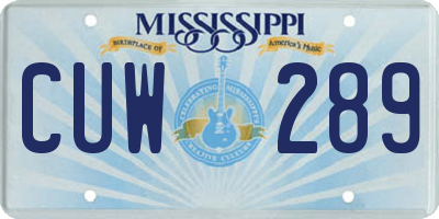 MS license plate CUW289
