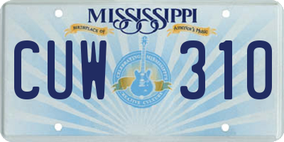 MS license plate CUW310