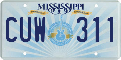 MS license plate CUW311