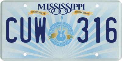 MS license plate CUW316
