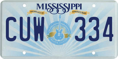 MS license plate CUW334