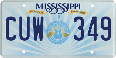 MS license plate CUW349